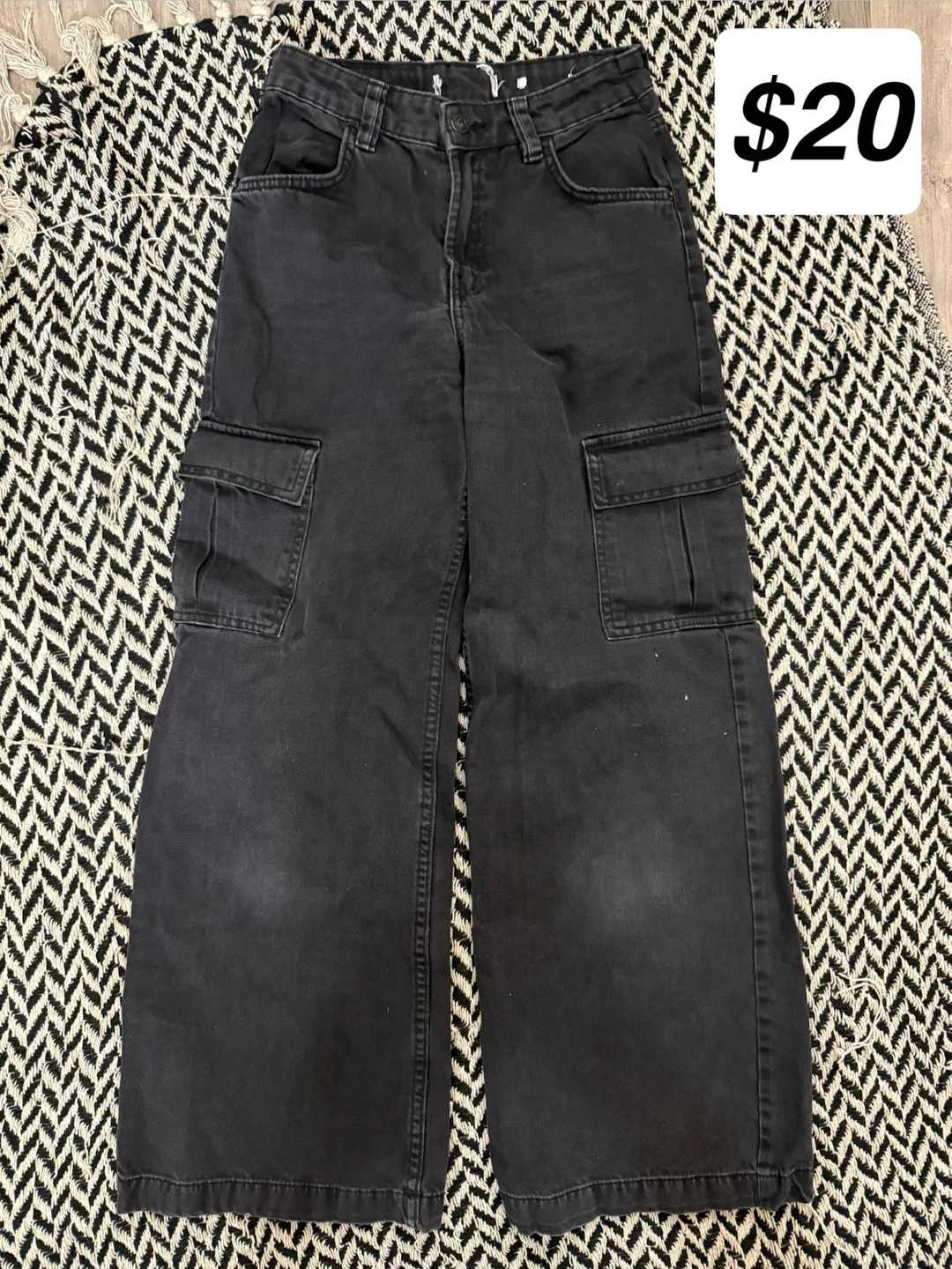 Black Wide Leg Cargo Pants