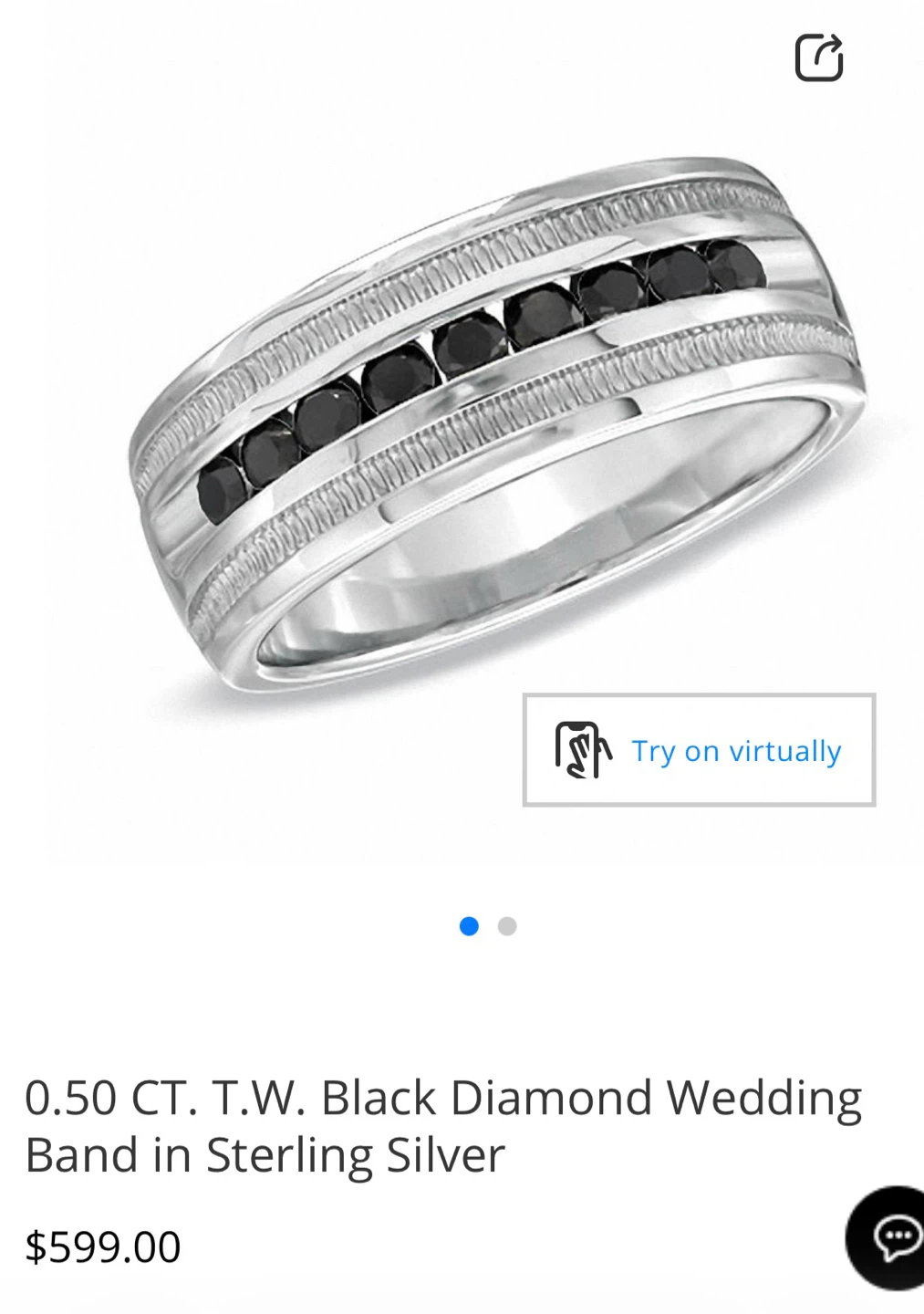 0.50 CT. T.W. Black Diamond Wedding Band in Sterling Silver