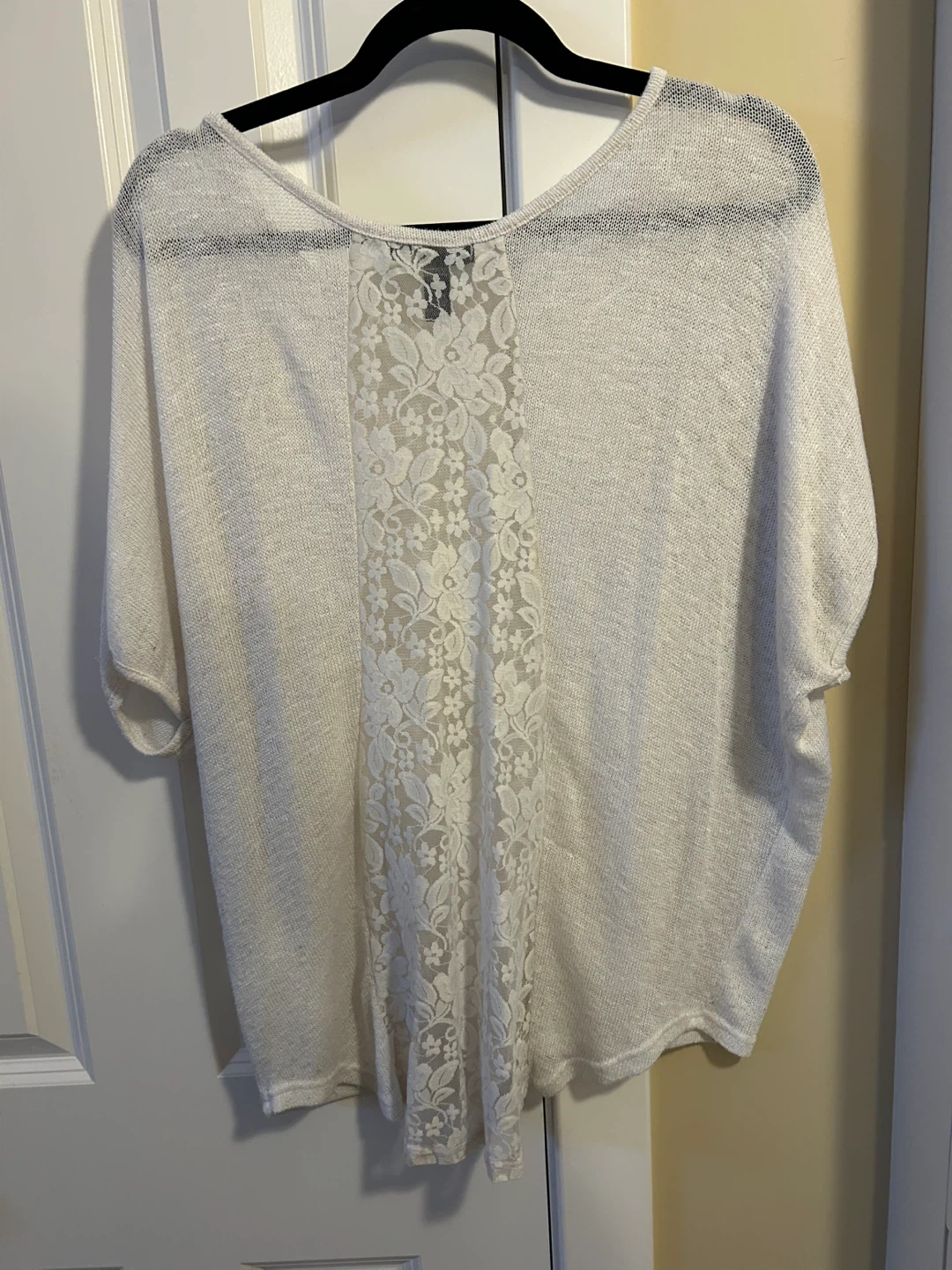 Streetwear Society Cream Lace Back Knit Top