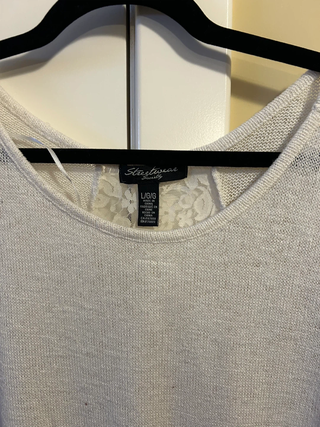 Streetwear Society Cream Lace Back Knit Top - photo 3