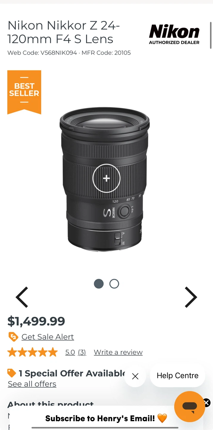 Nikon Nikkor Z 24-120mm f/4 S Lens