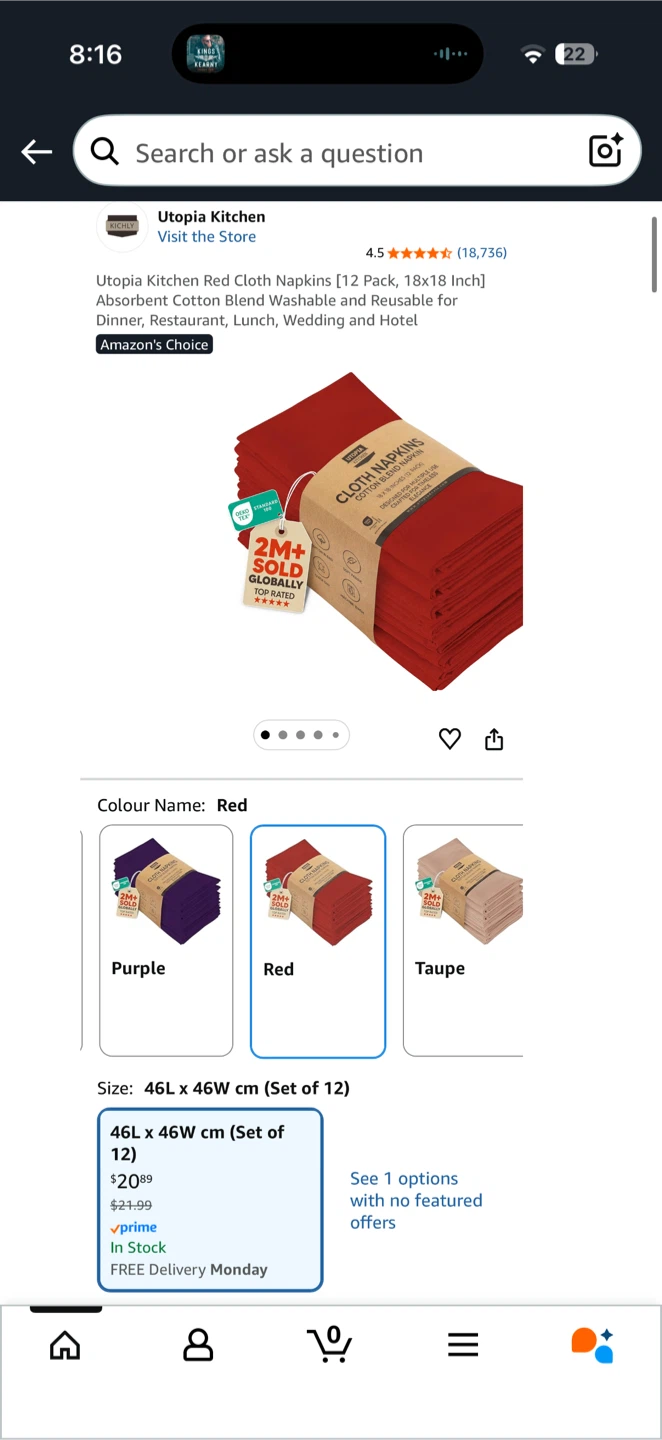 Brand New Utopia Red Hotel Cloth Napkins - 12 Pack, 18x18 Inch