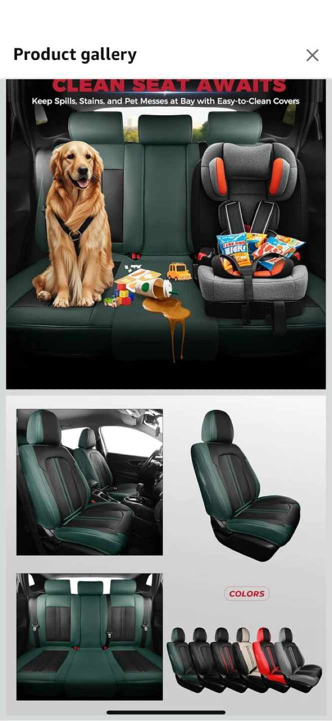 FREESOO Black-Green Car Seat Covers – Full Set – NEW - photo 2