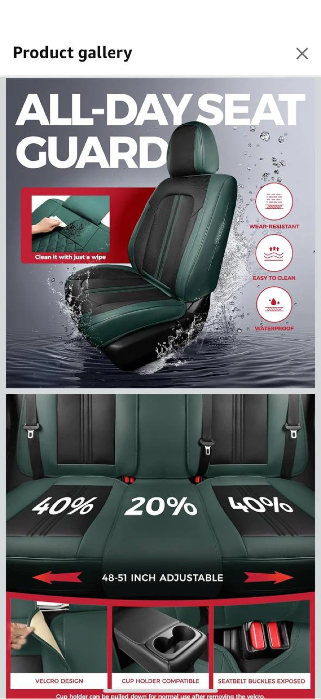FREESOO Black-Green Car Seat Covers – Full Set – NEW - photo 4