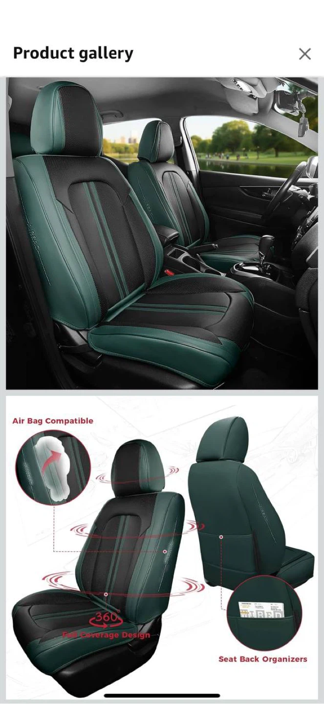 FREESOO Black-Green Car Seat Covers – Full Set – NEW - photo 5