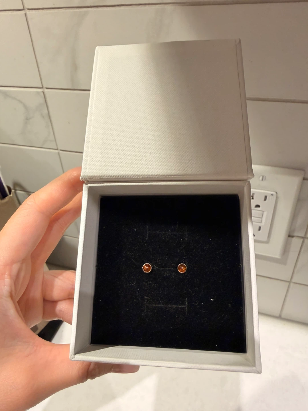 Small Amber Stud Earrings