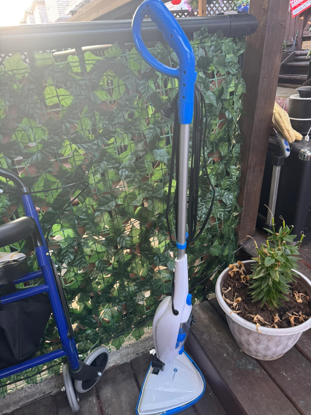 White and Blue Steam Mop