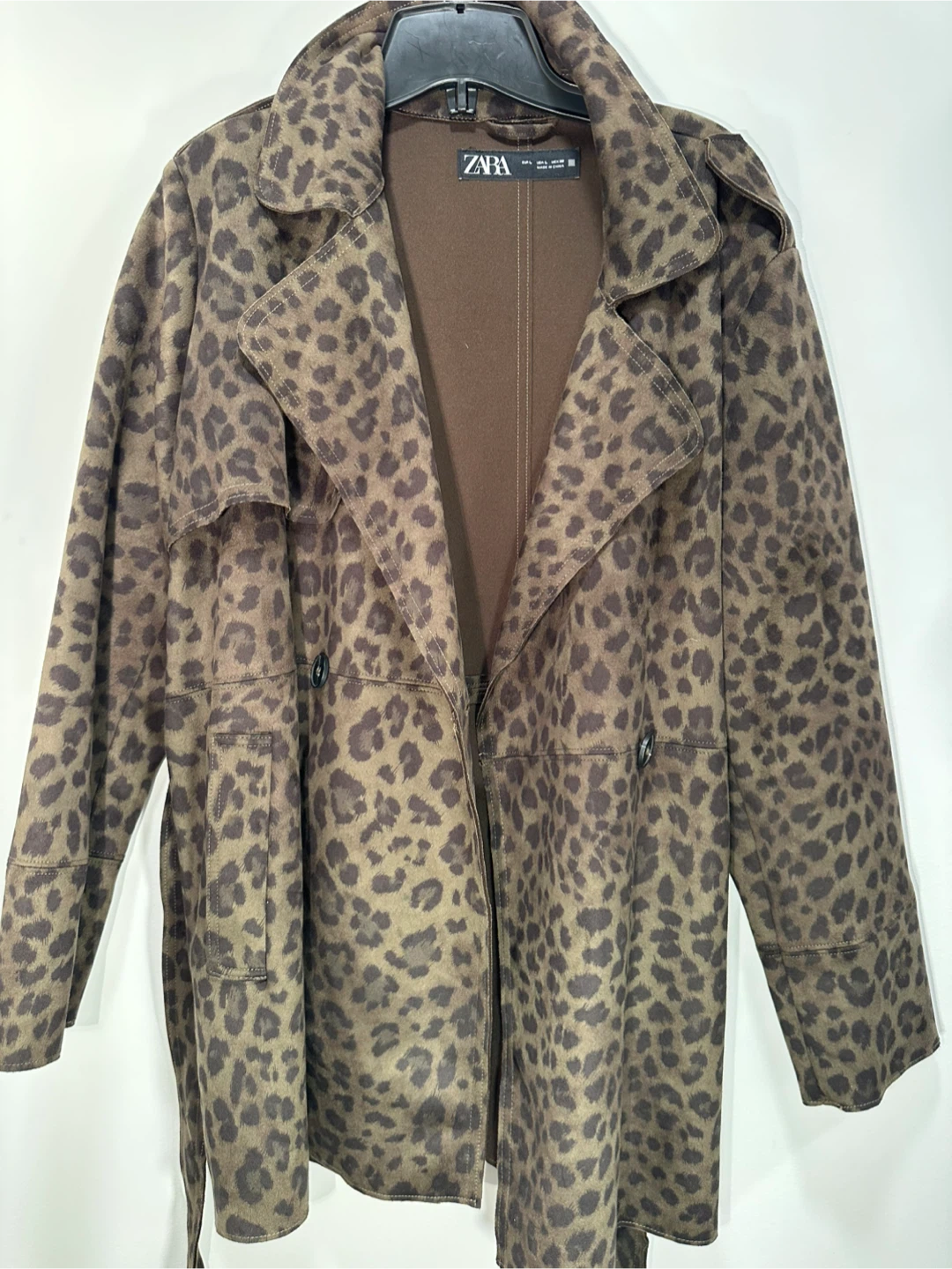 ZARA Leopard Print Trench Coat - Size L