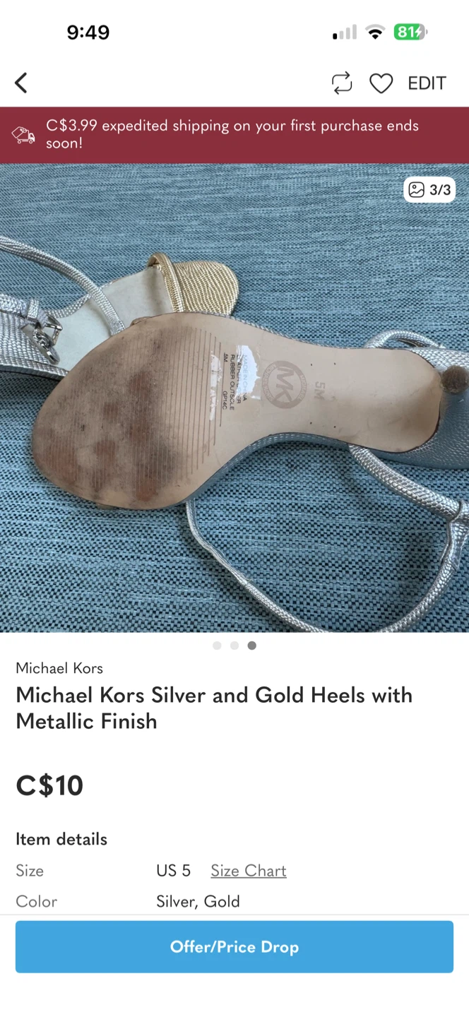 Michael Kors Silver and Gold Heels - US Size 5 - photo 3