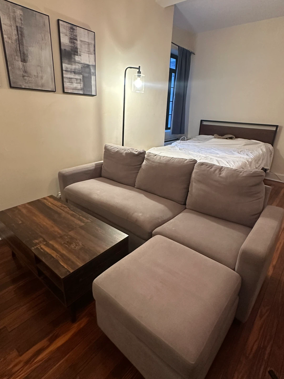 Light Gray Sectional Sofa with Ottoman