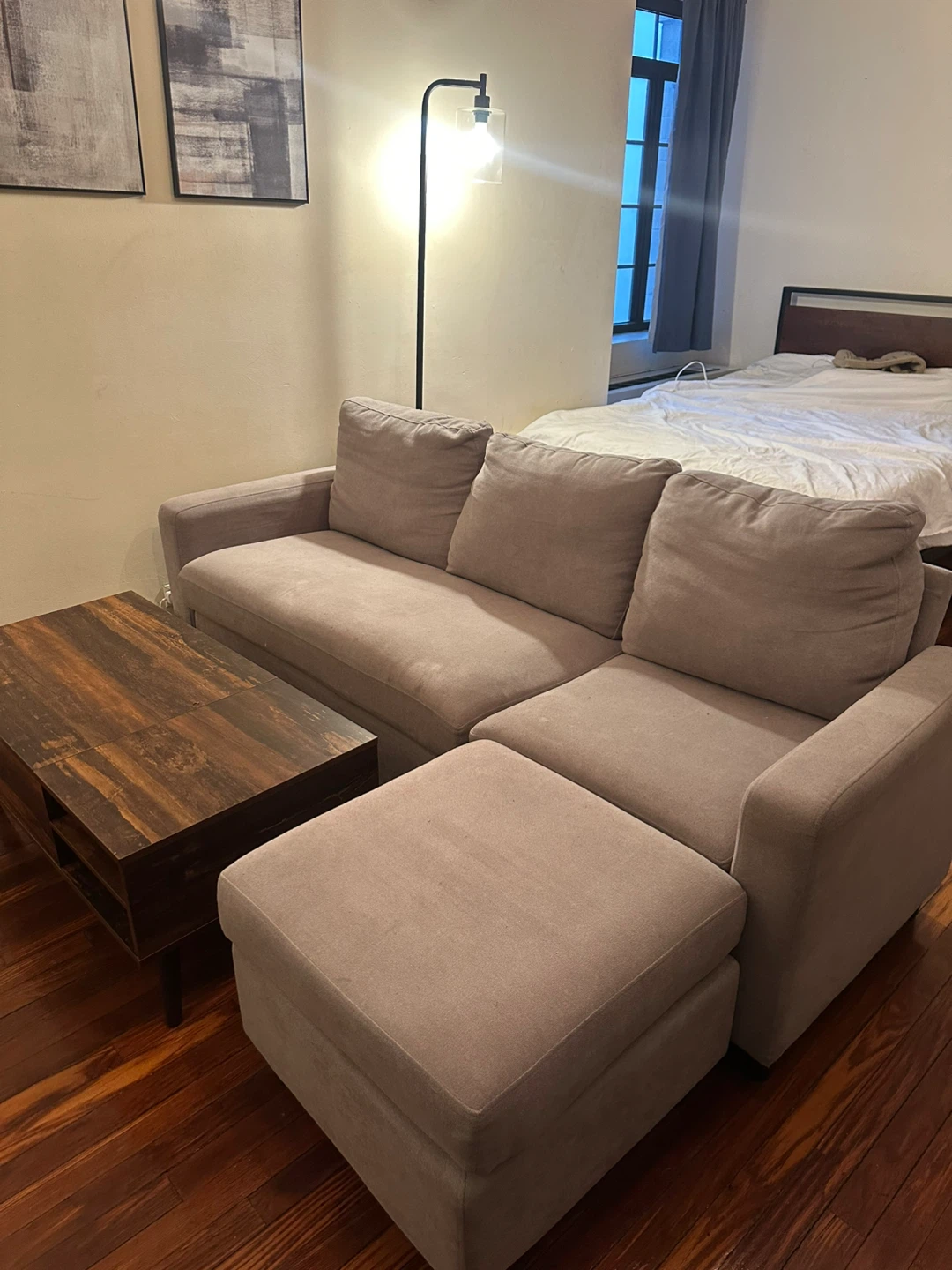 Light Gray Sectional Sofa with Ottoman - photo 2