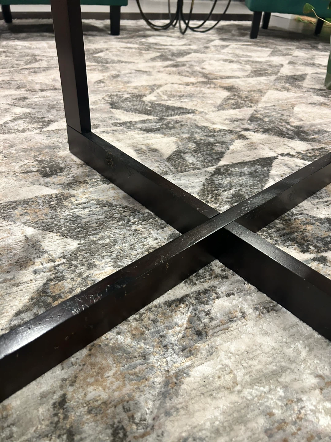 Glass Coffee Table with Black Metal Base - photo 2
