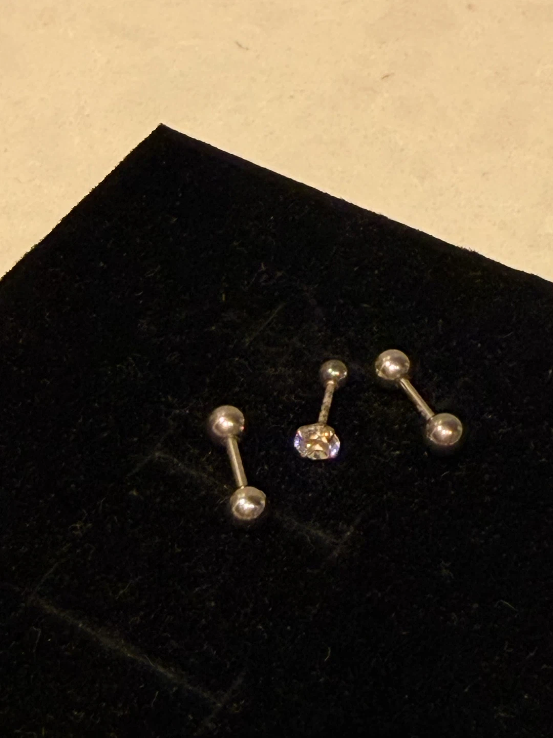 Set of 3 pairs of Silver Ball Stud End Piercings