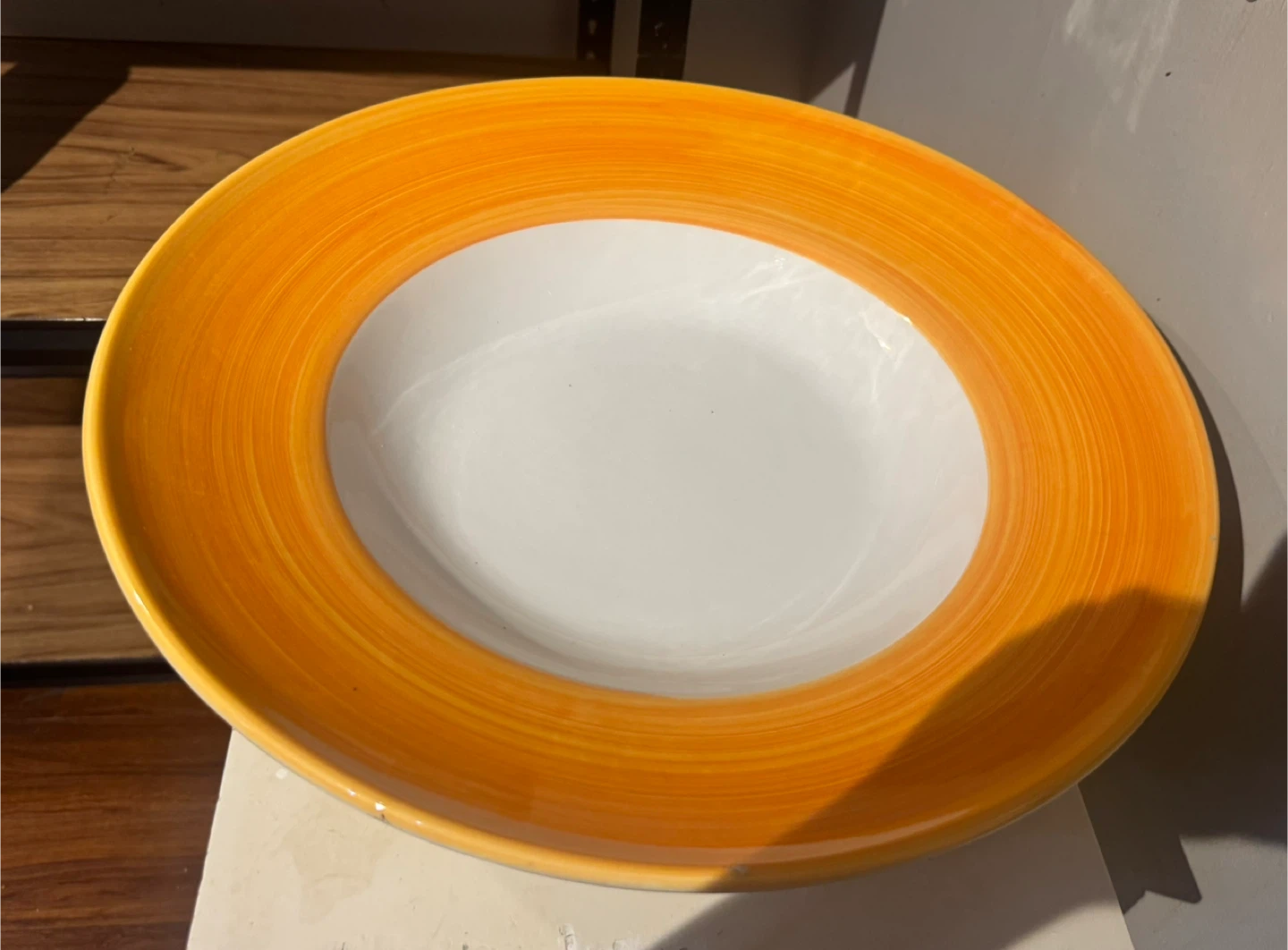 Orange and White Swirl Serving Bowl
