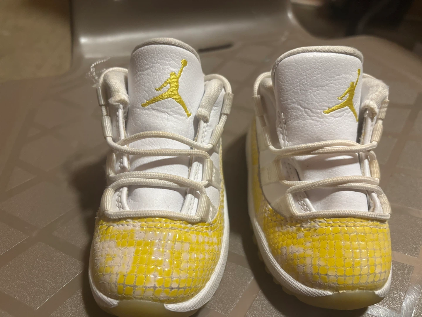 Jordan 11 Crib Infant Shoes White Yellow Size 6C
