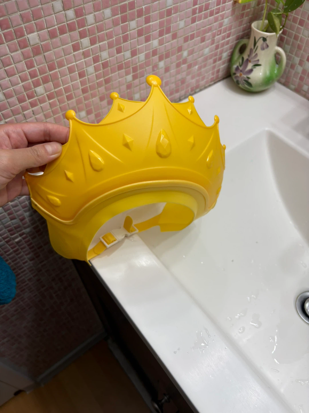 Yellow Crown Shaped Baby Shower Cap