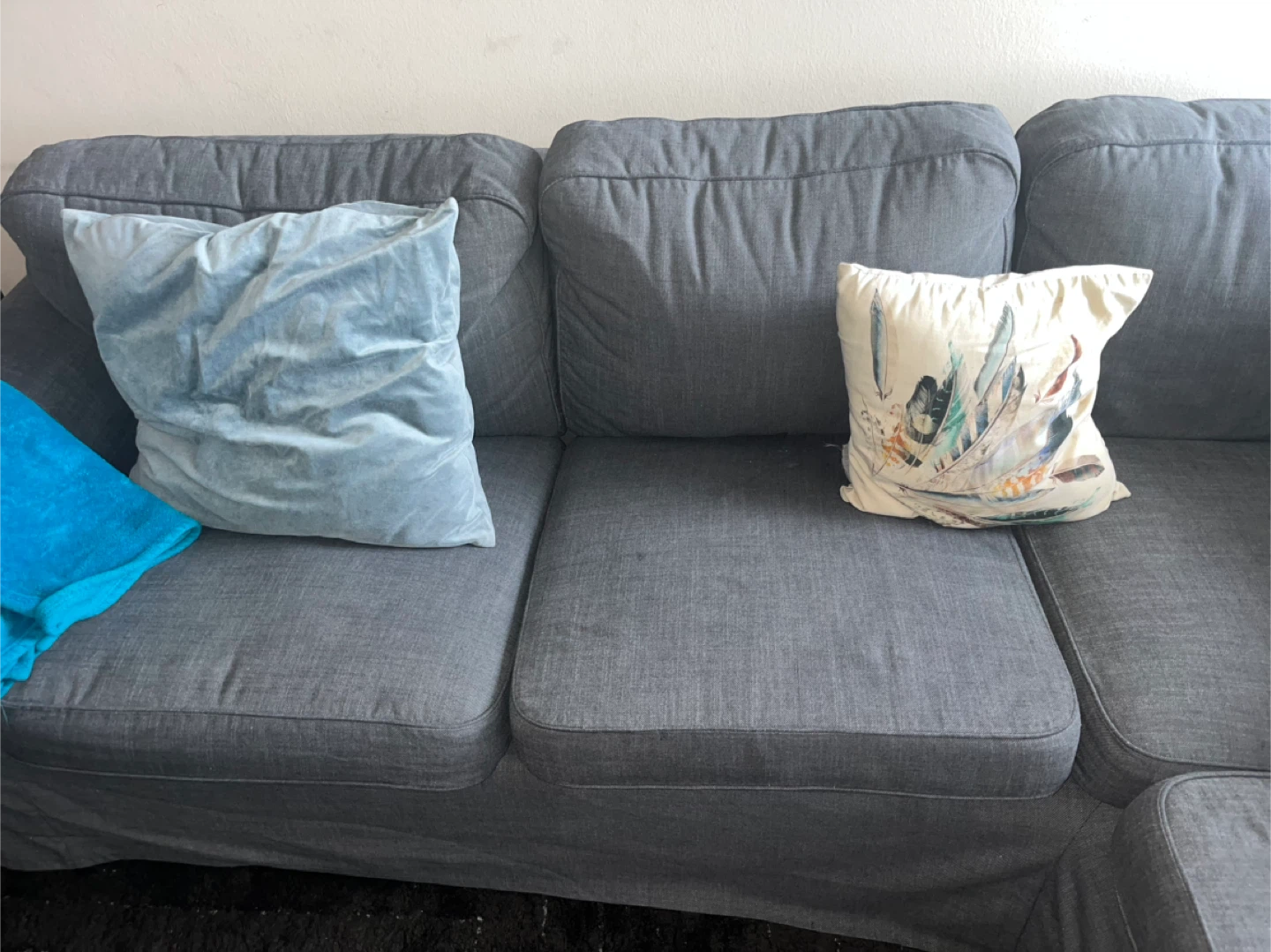 Dark Grey Sectional Sofa with Slipcover - photo 2