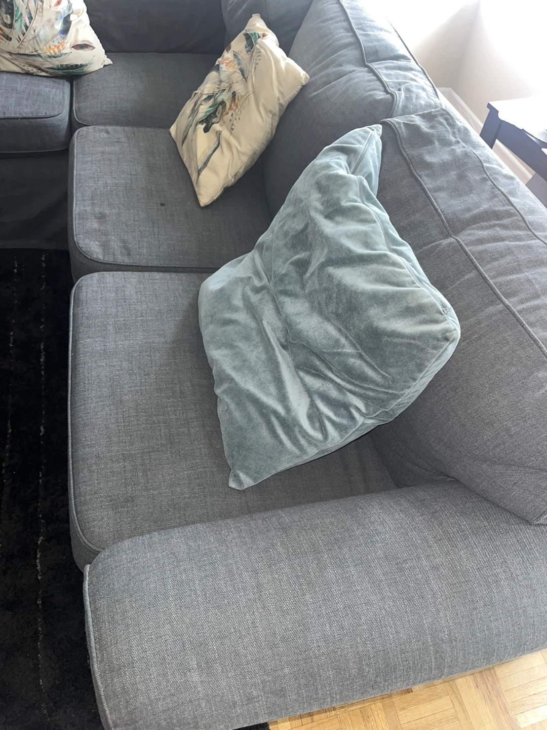 Dark Grey Sectional Sofa with Slipcover - photo 3