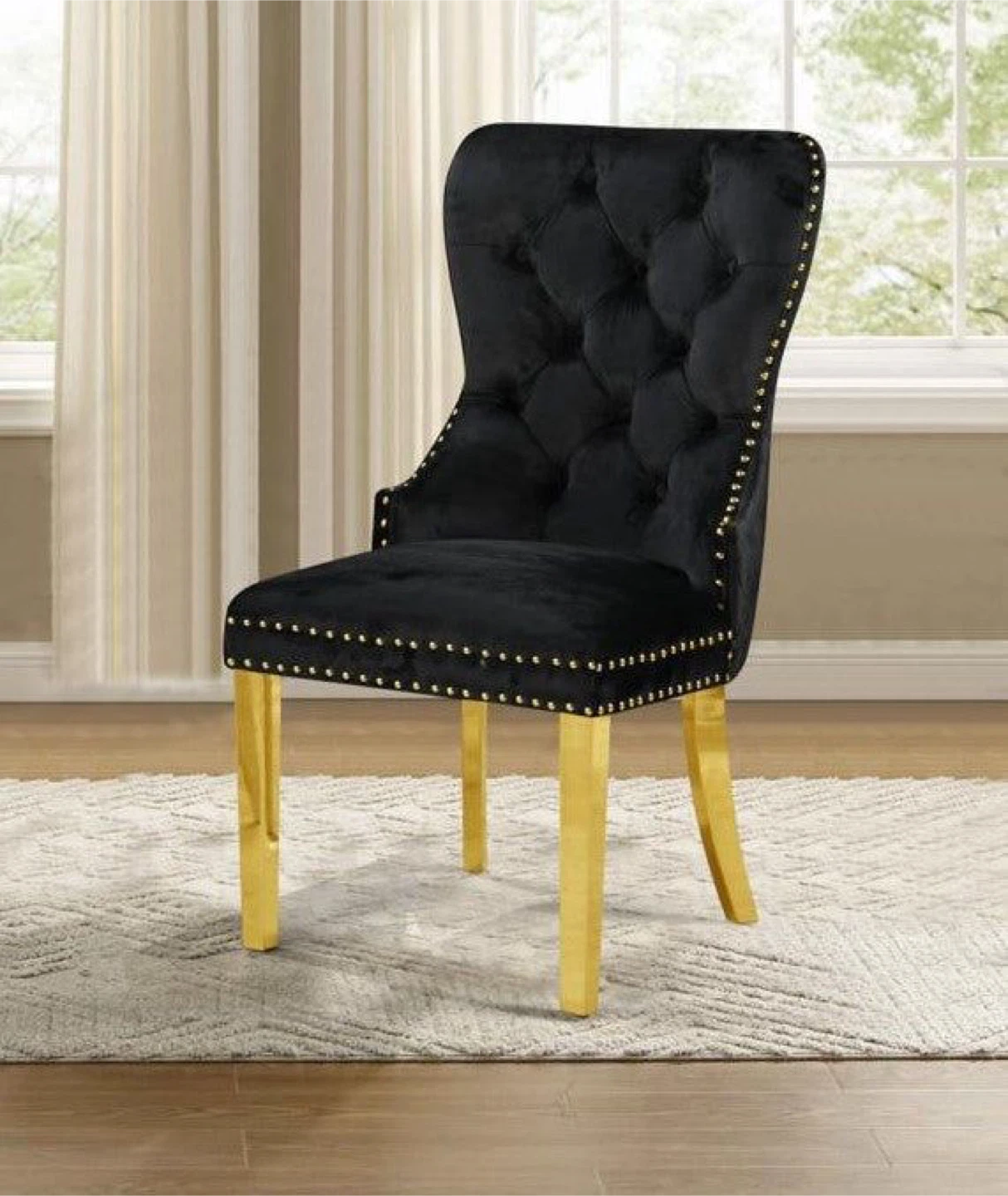 Black Velvet Dining Chair with Gold Legs