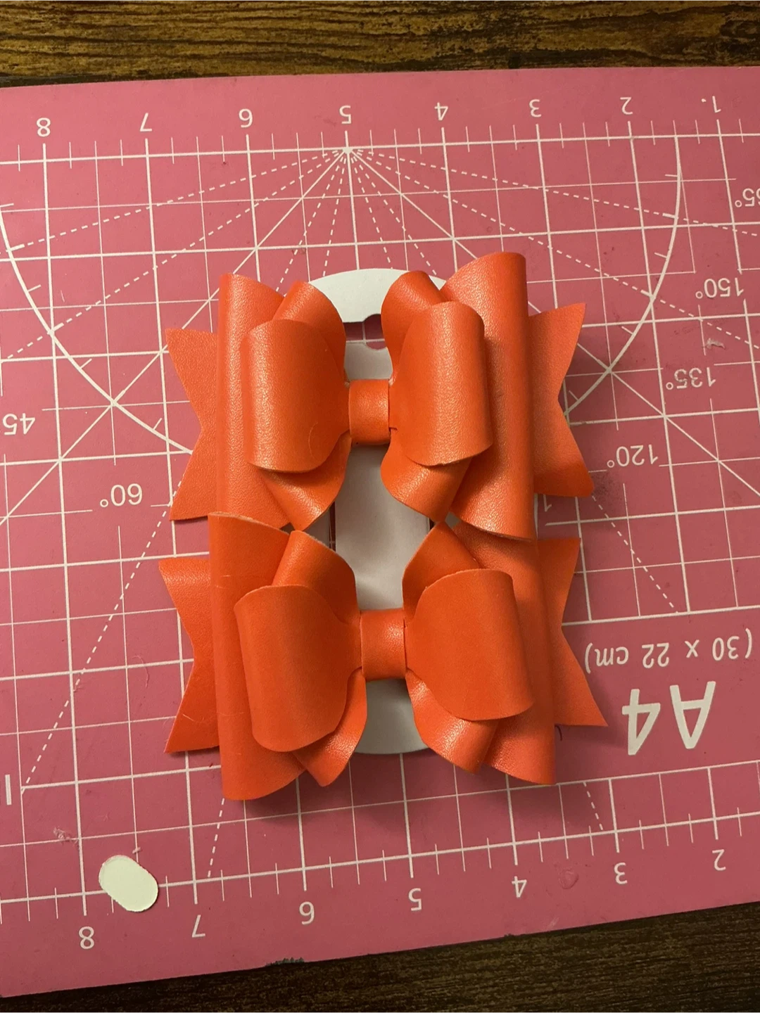 Orange Faux Leather Bows - Set of 2