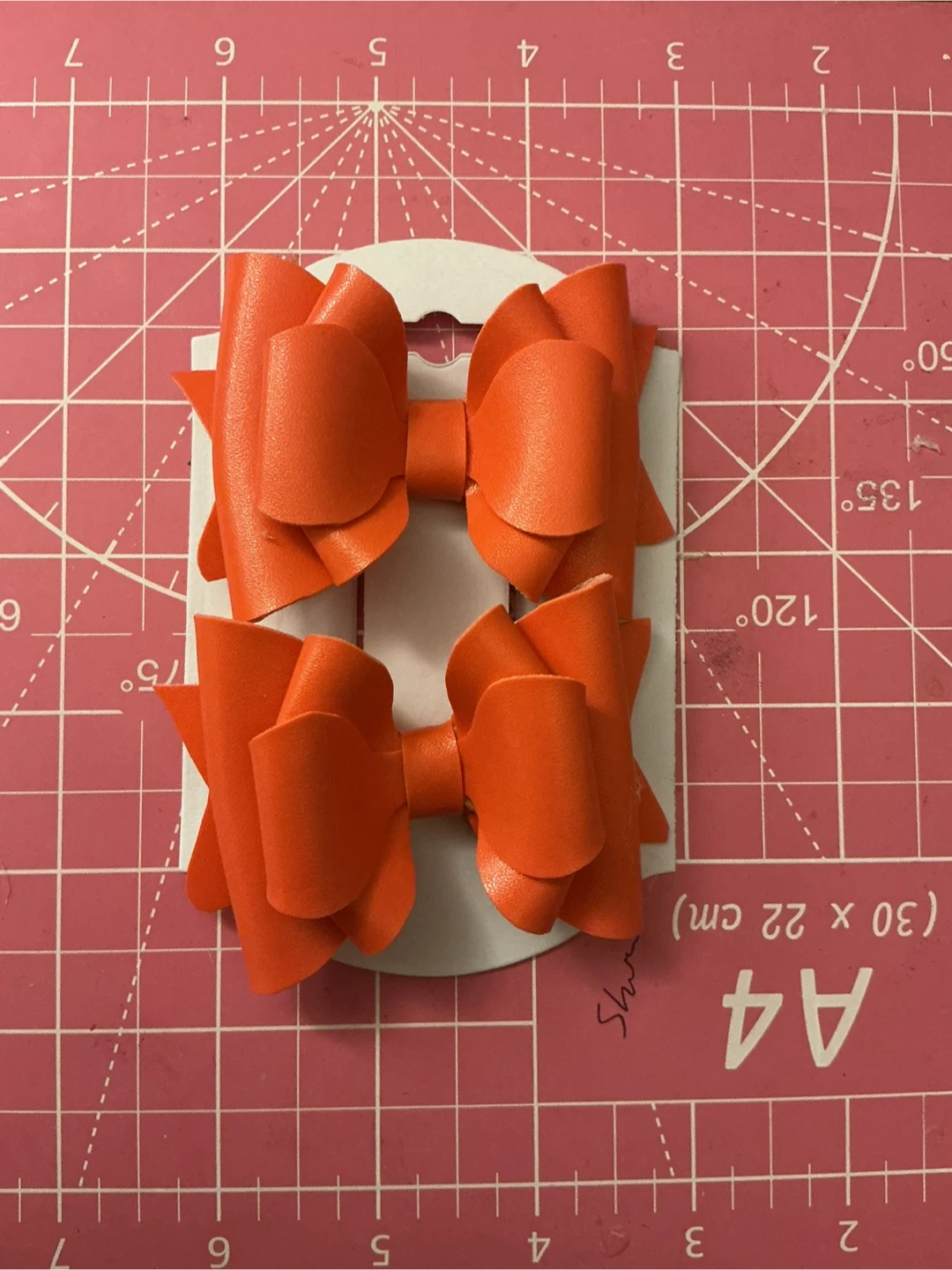 Orange Faux Leather Bows - Set of 2