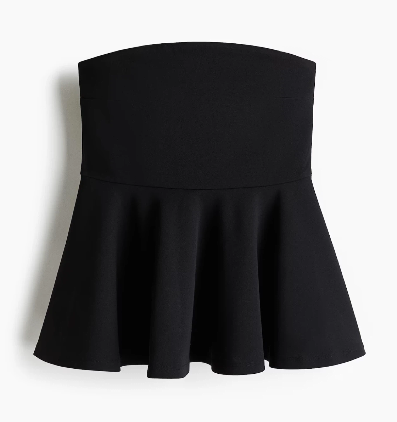 Black Strapless Peplum Top