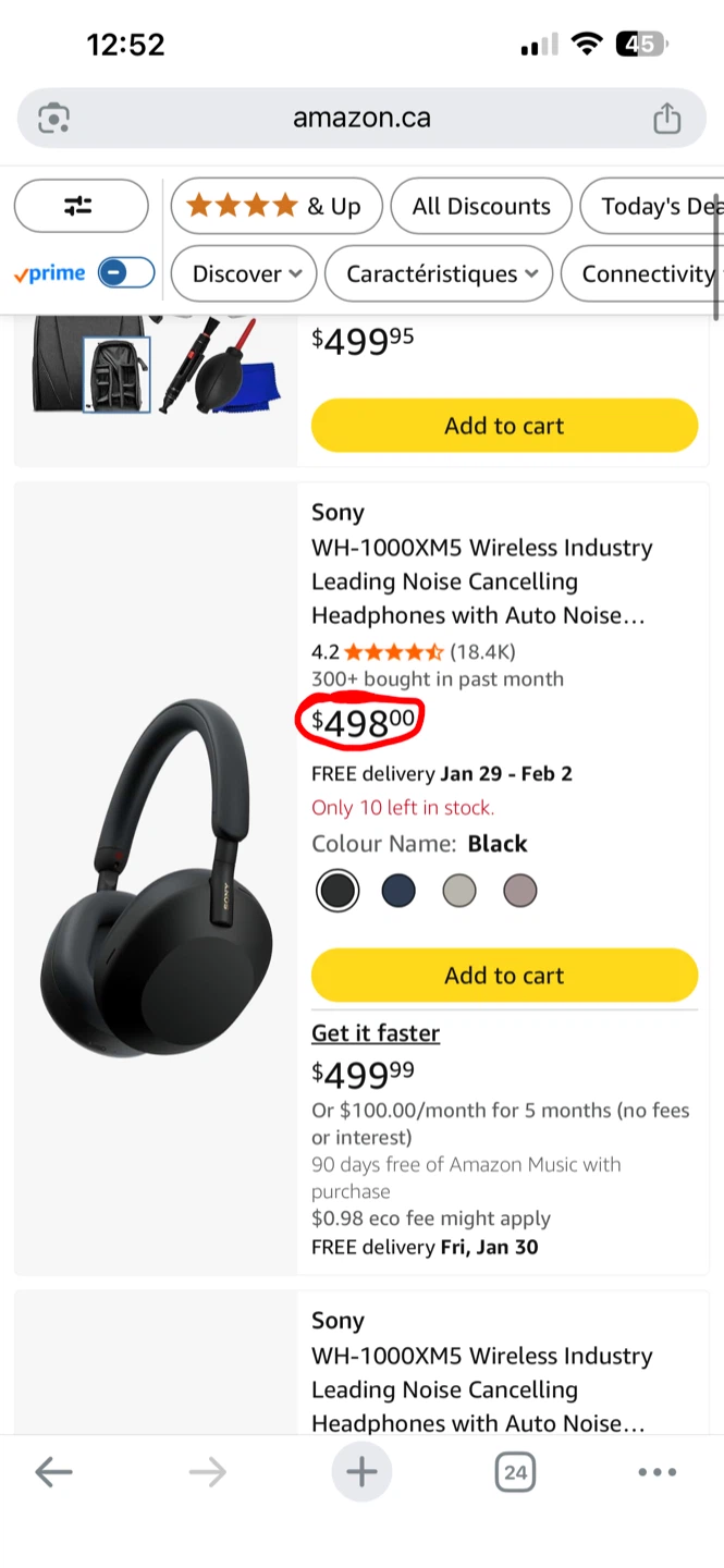 Sony WH-1000XM5 headphone with travel case - Matte Black - photo 2
