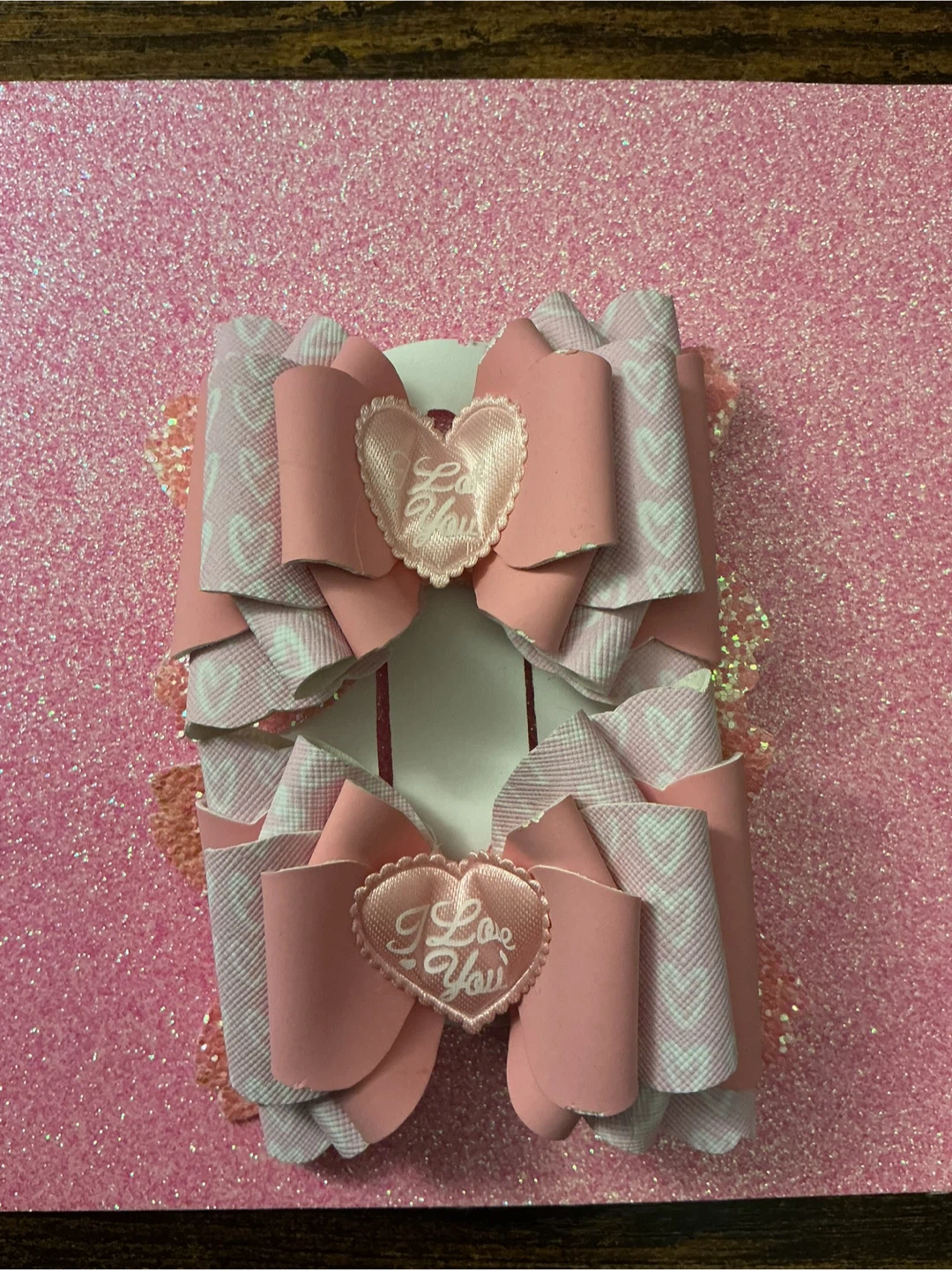 Pink "I Love You" Hair Bows - Set of 2