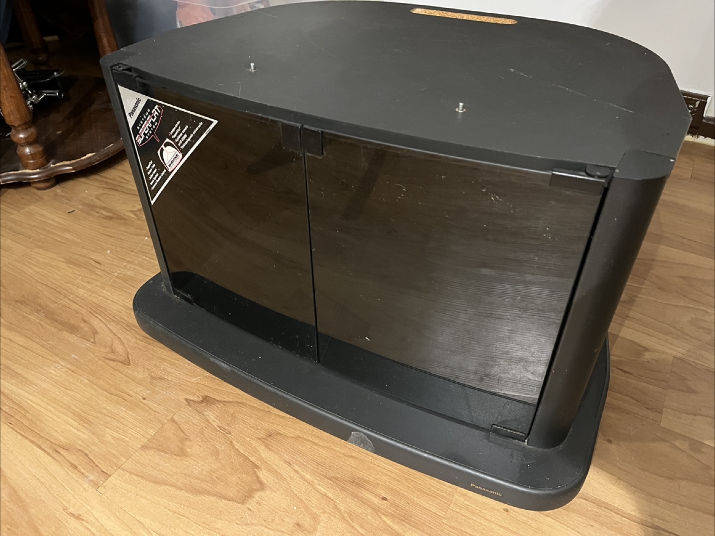 TV Stand with glass doors.