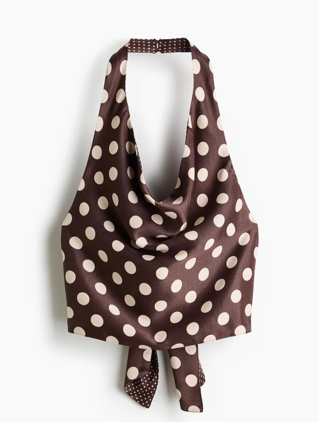 Satin Polka-Dot Halterneck Top