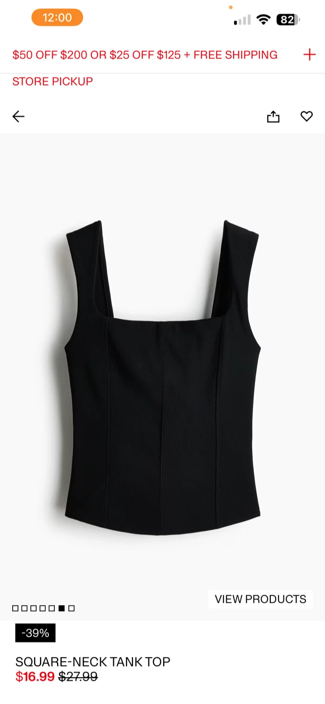 Black Square-Neck Tank Top