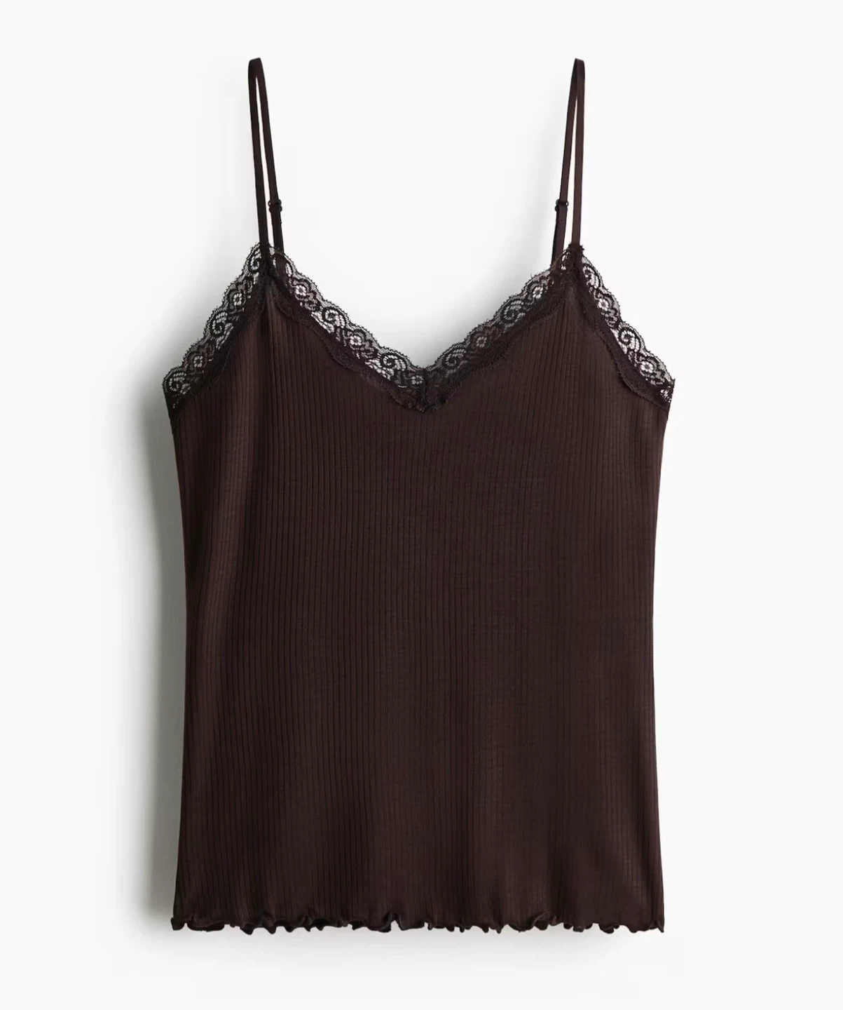 Brown Lace Trim Cami Tank Top