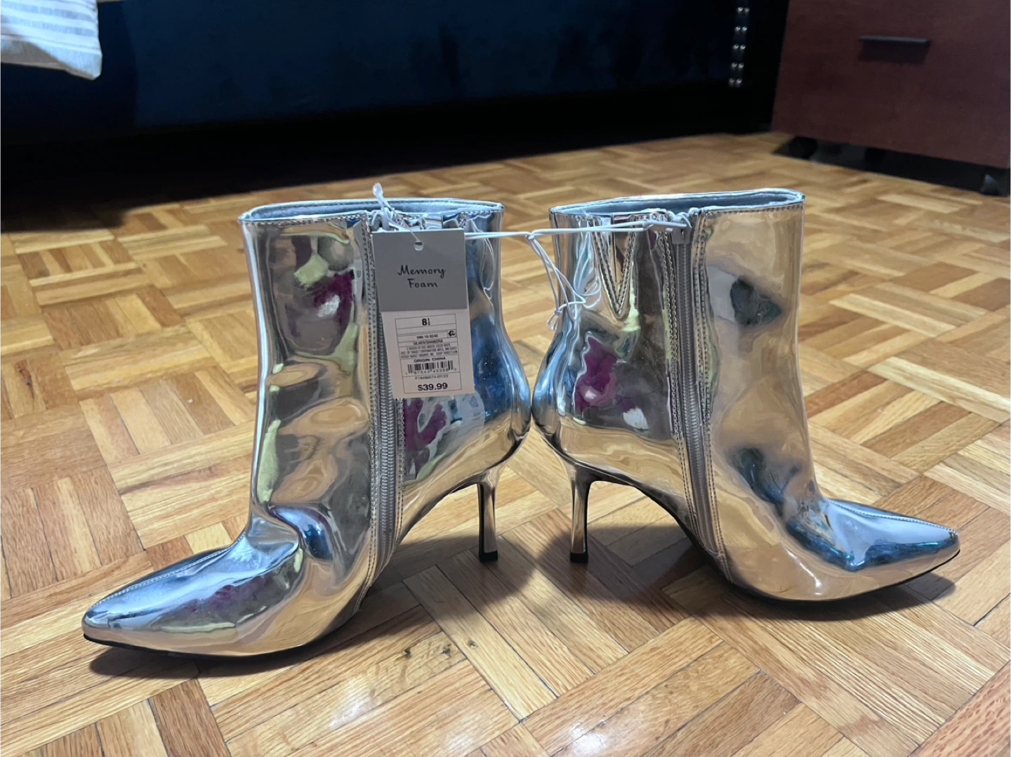 A New Day Silver Heeled Ankle Boots - Size 8.5