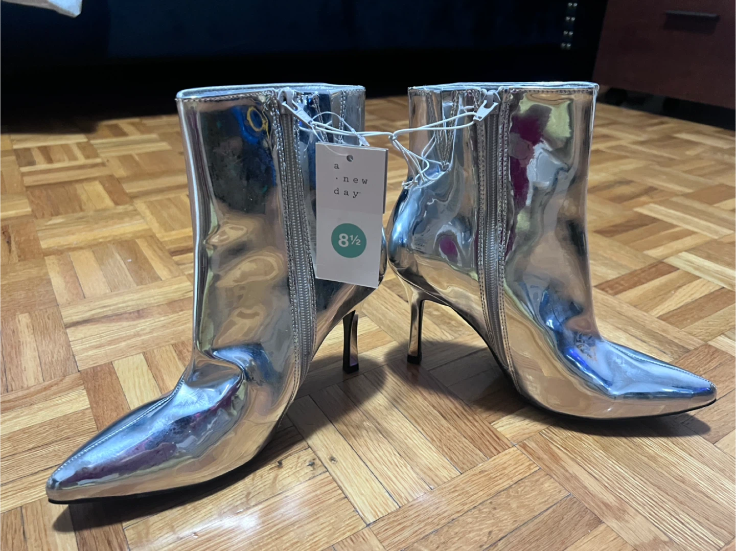 A New Day Silver Heeled Ankle Boots - Size 8.5 - photo 2