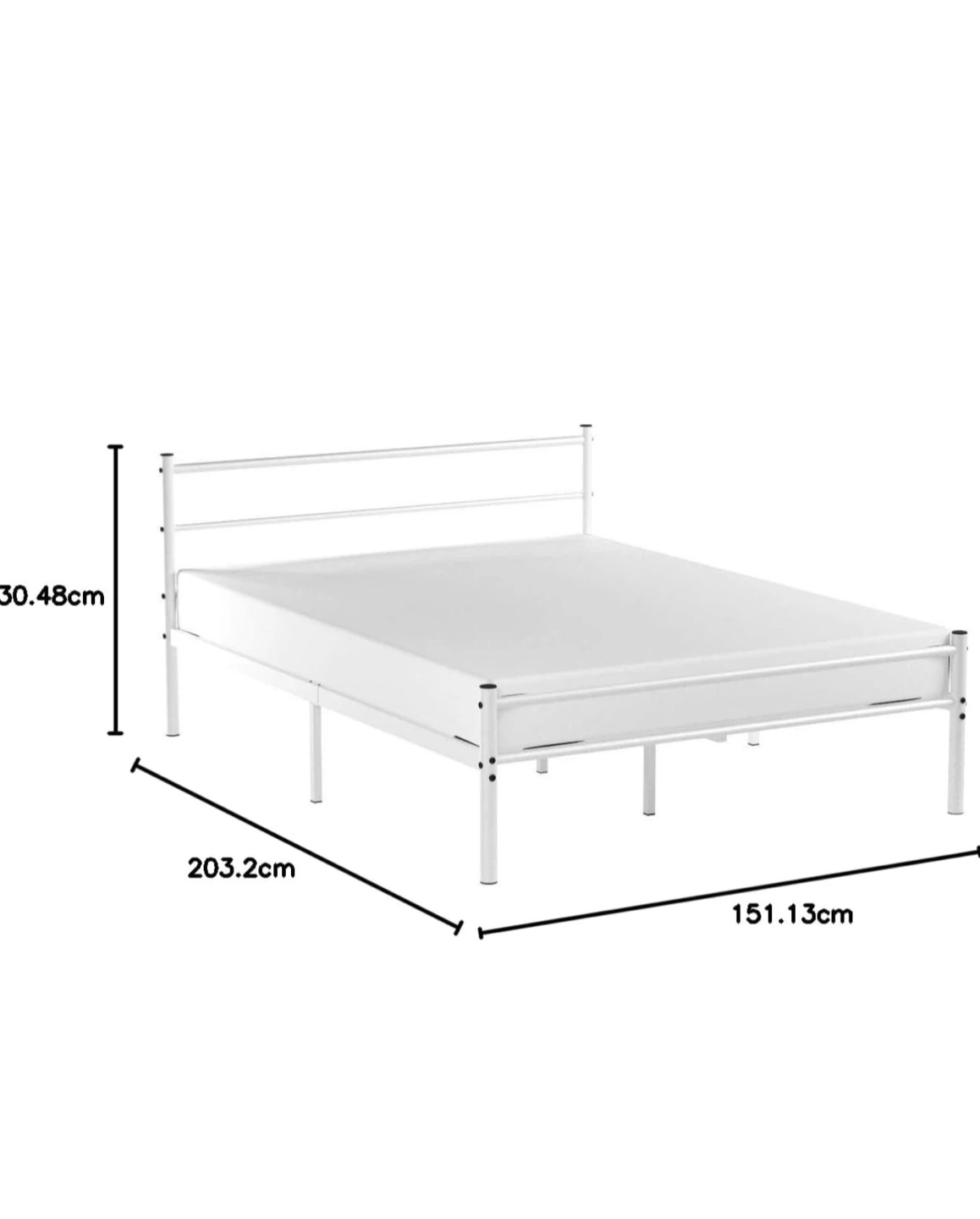 White Metal Queen Bed Frame - photo 2