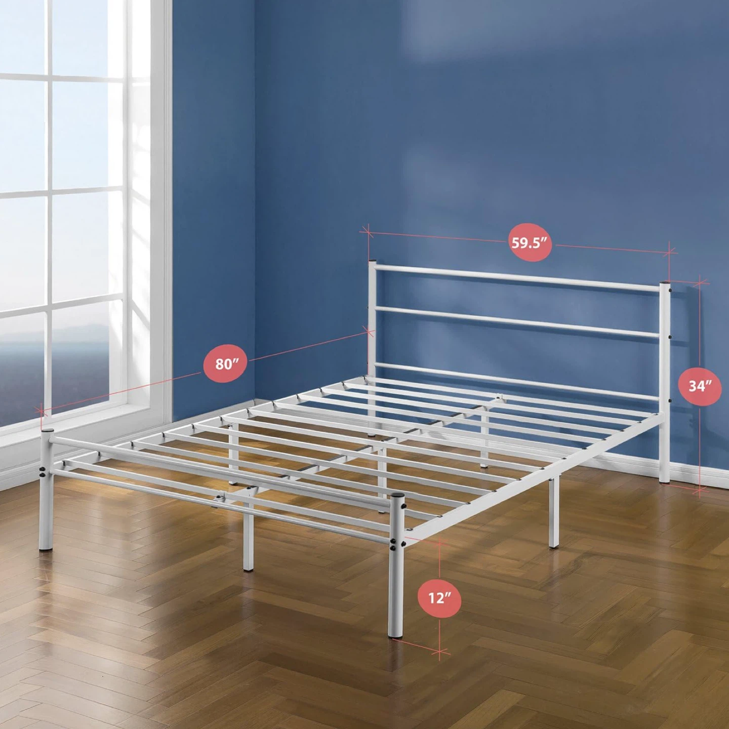 White Metal Queen Bed Frame - photo 3