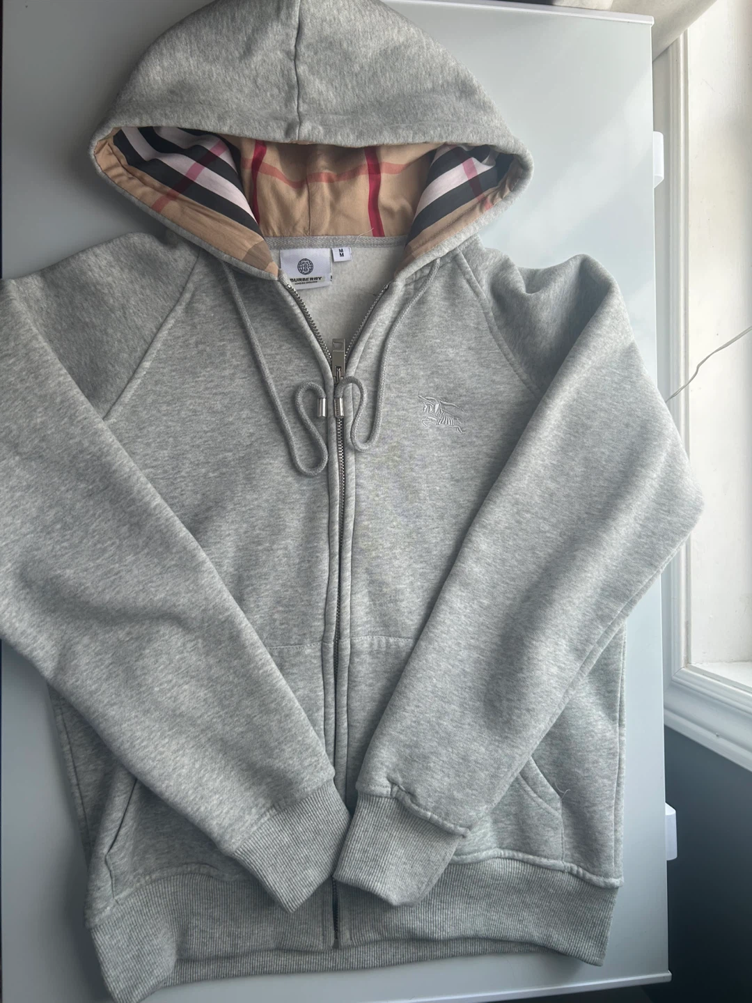 Burberry Grey Zip-Up Hoodie