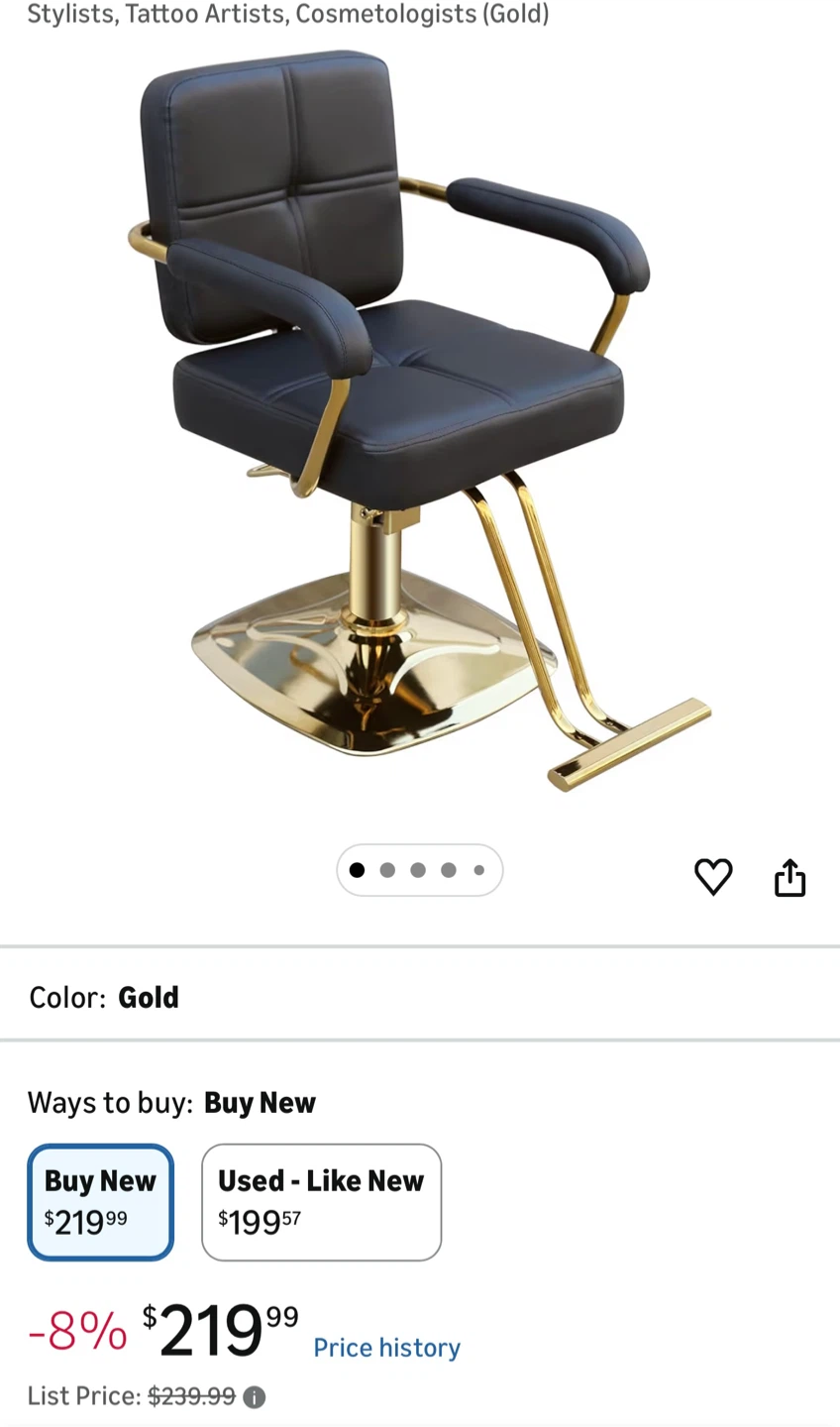 Black Hydraulic Styling Chair with Gold Accents - photo 5