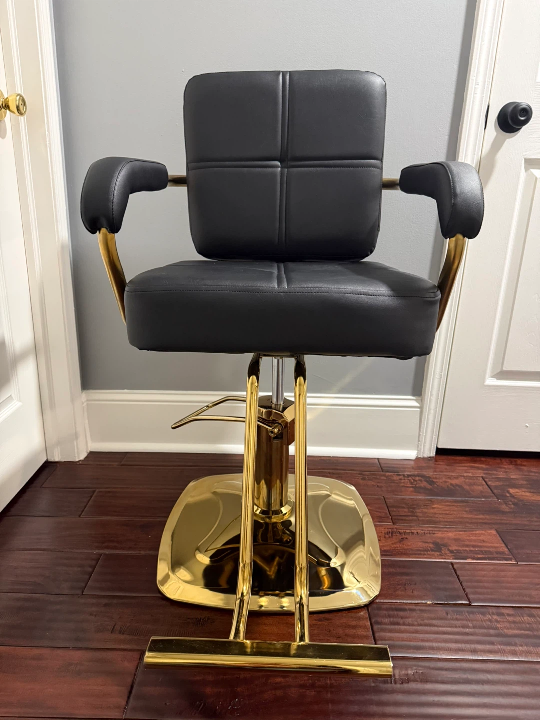Black Hydraulic Styling Chair with Gold Accents - photo 2