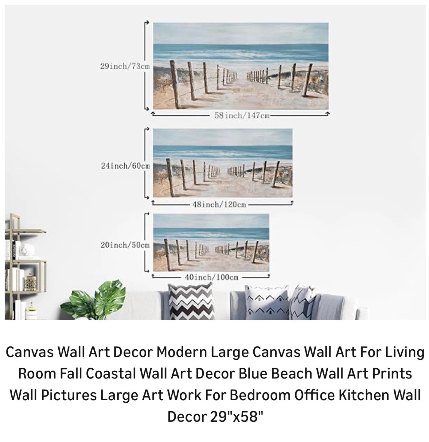 Coastal Beach Pathway Canvas Wall Art Print 29"x58" - photo 5