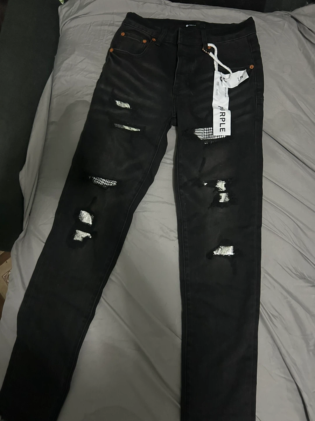 Purple Brand Black Distressed Slim Fit Jeans Size 29