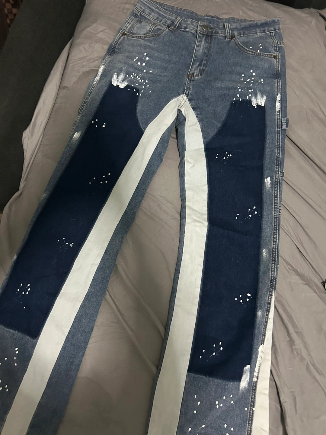 Men's Distressed Paint Splatter Jeans - photo 4