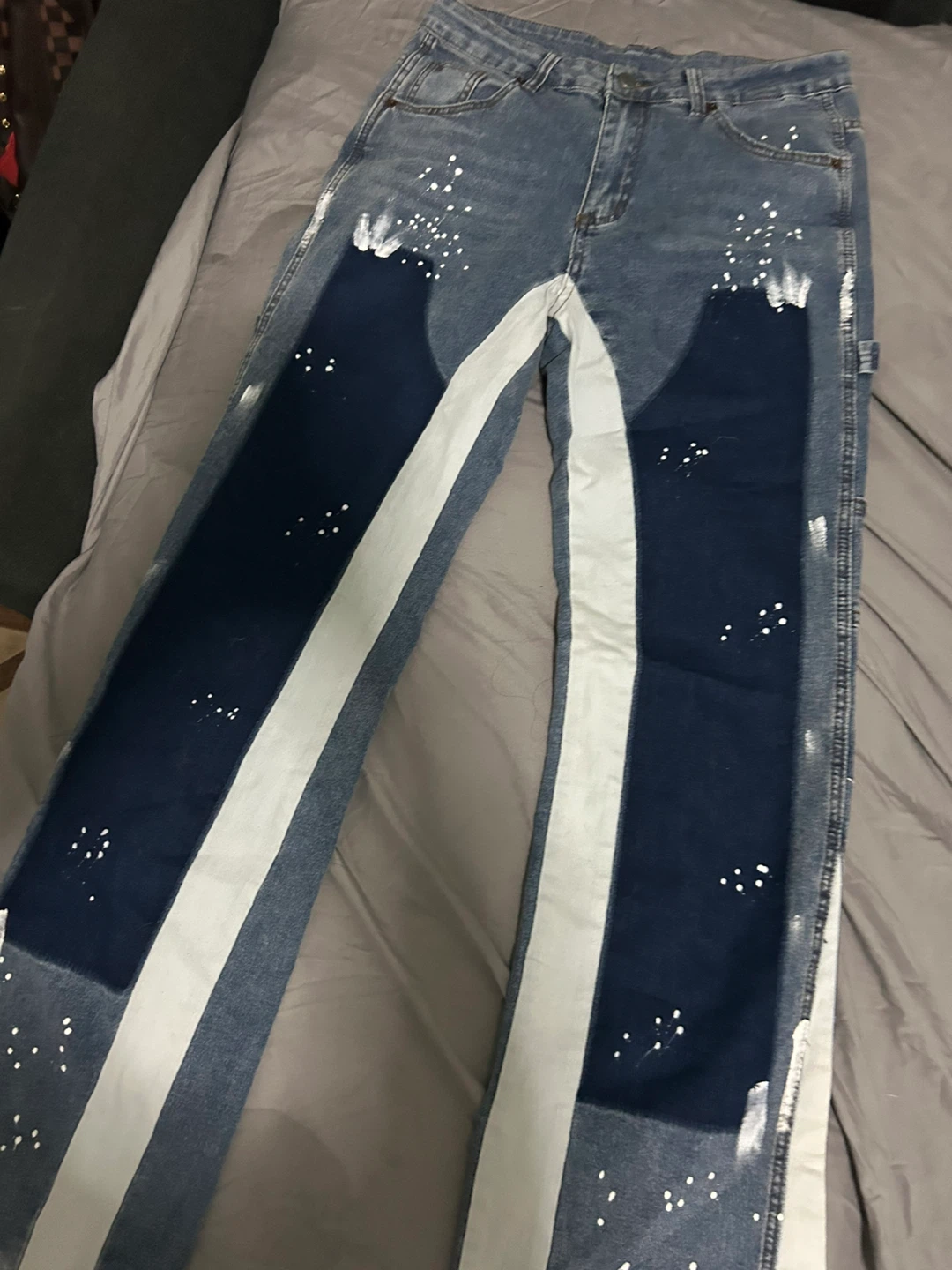 Men's Distressed Paint Splatter Jeans - photo 2