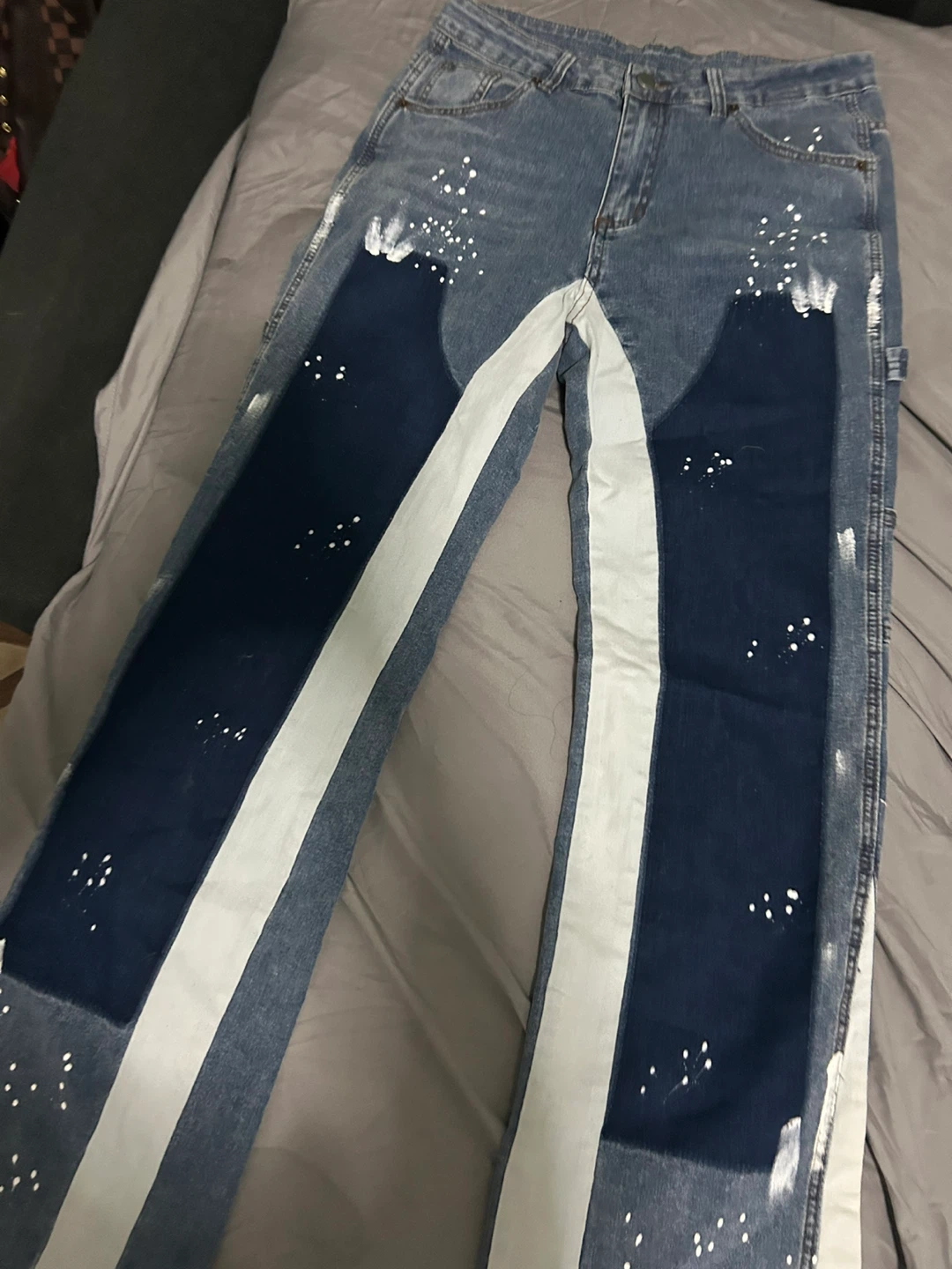 Men's Distressed Paint Splatter Jeans - photo 3