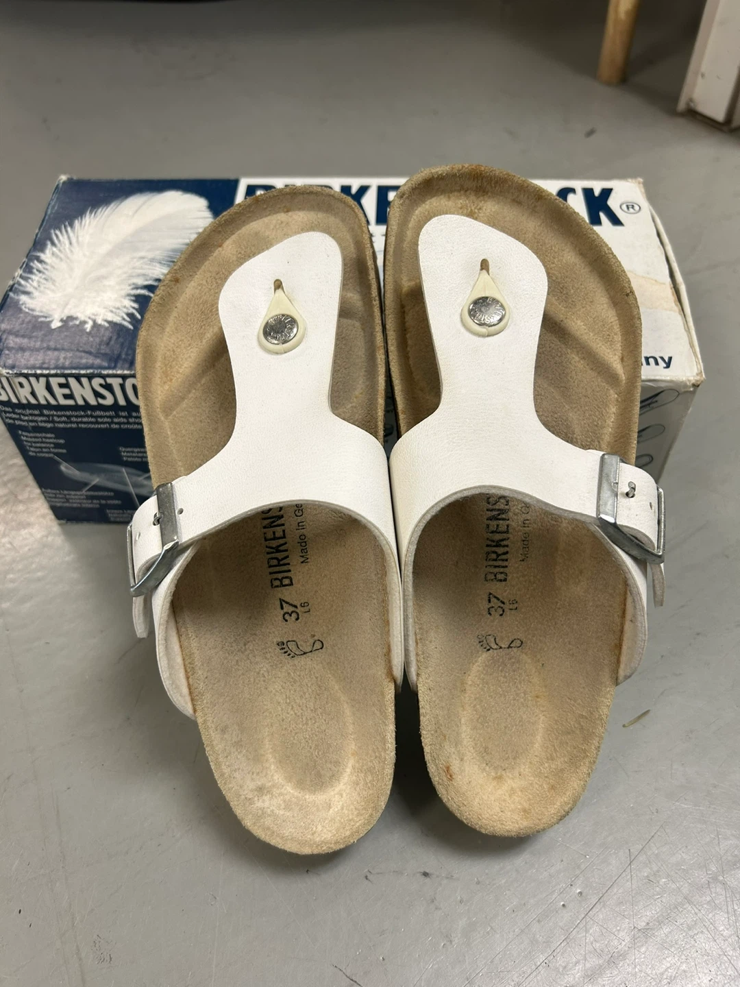 Birkenstock Gizeh White Thong Sandals Women's Size 37 EU