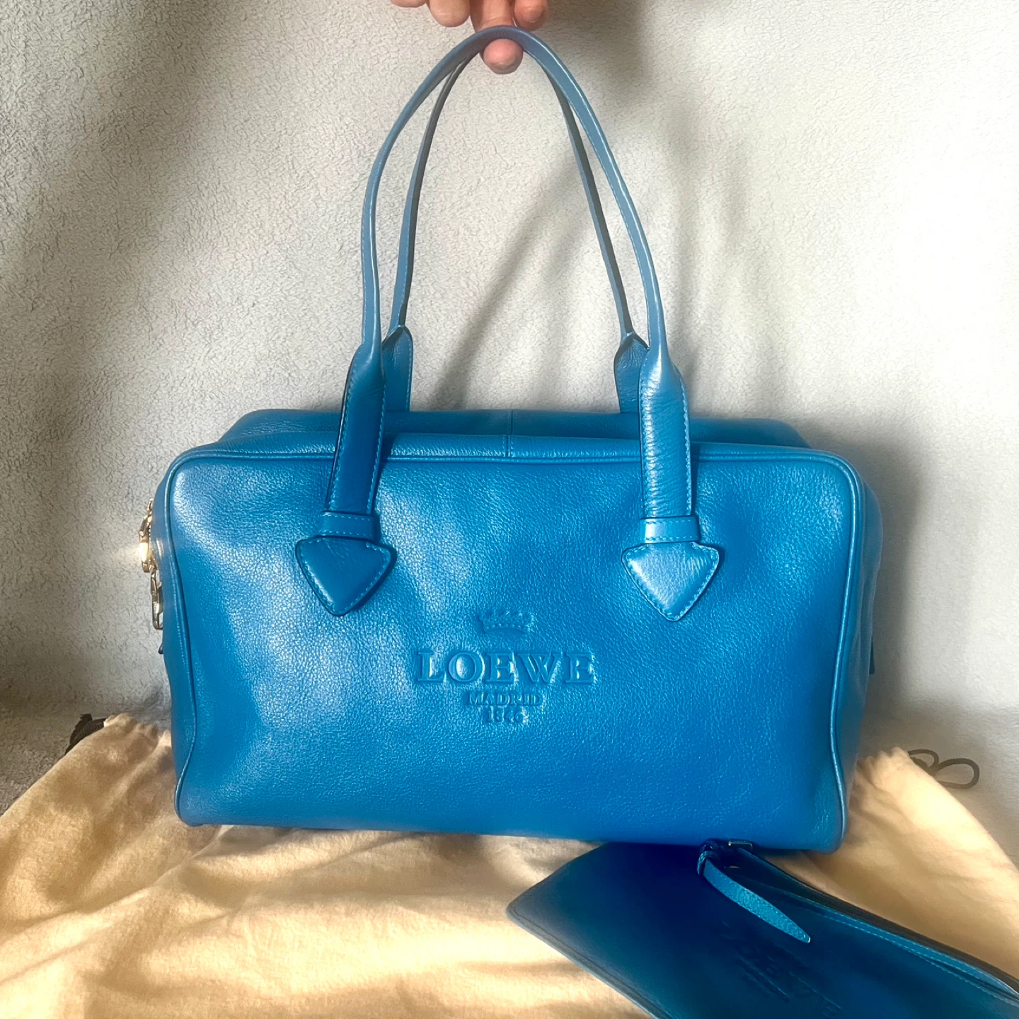 Loewe Blue Leather Handbag with Pouch