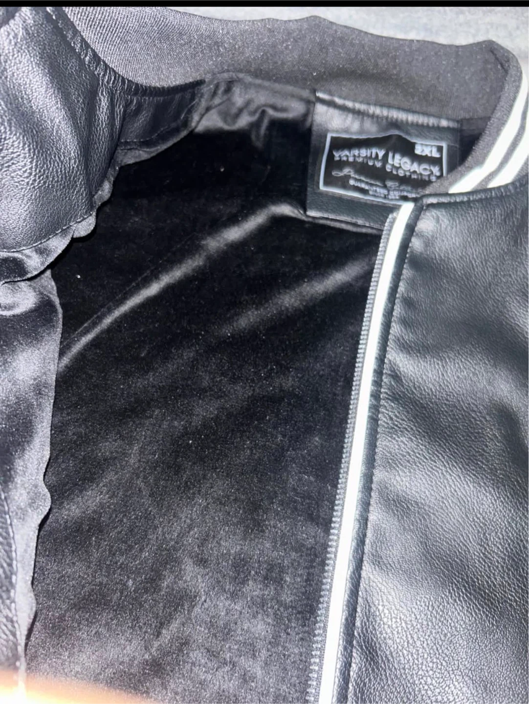 Varsity Legacy Men's Black Faux Leather Bomber Jacket 2XL - photo 4
