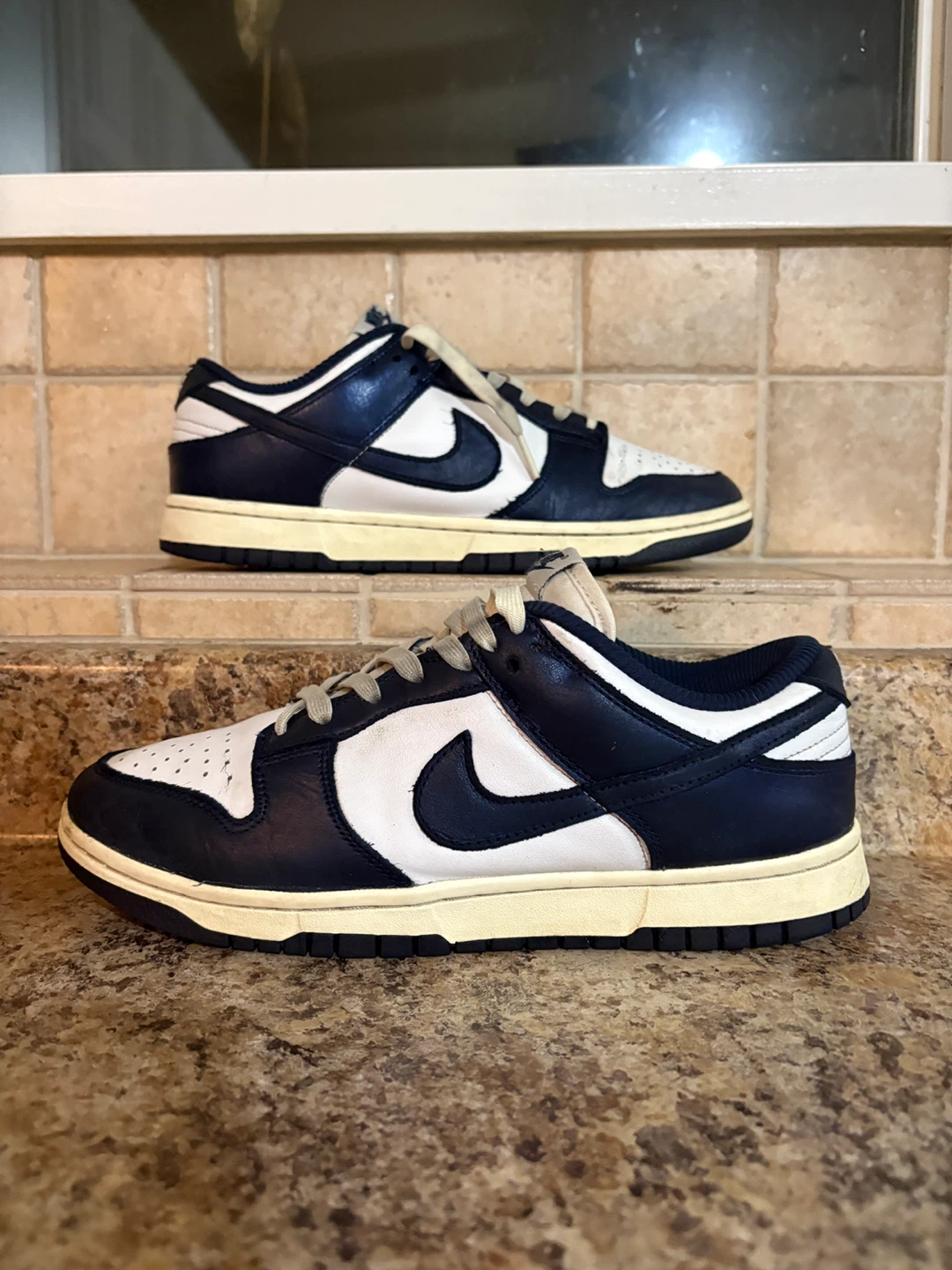 Nike Dunk Low Navy White Leather Sneakers