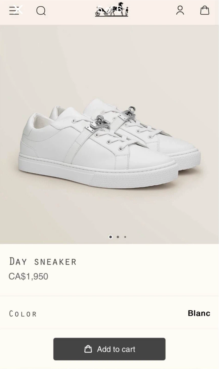 Hermes Day Sneaker White Leather