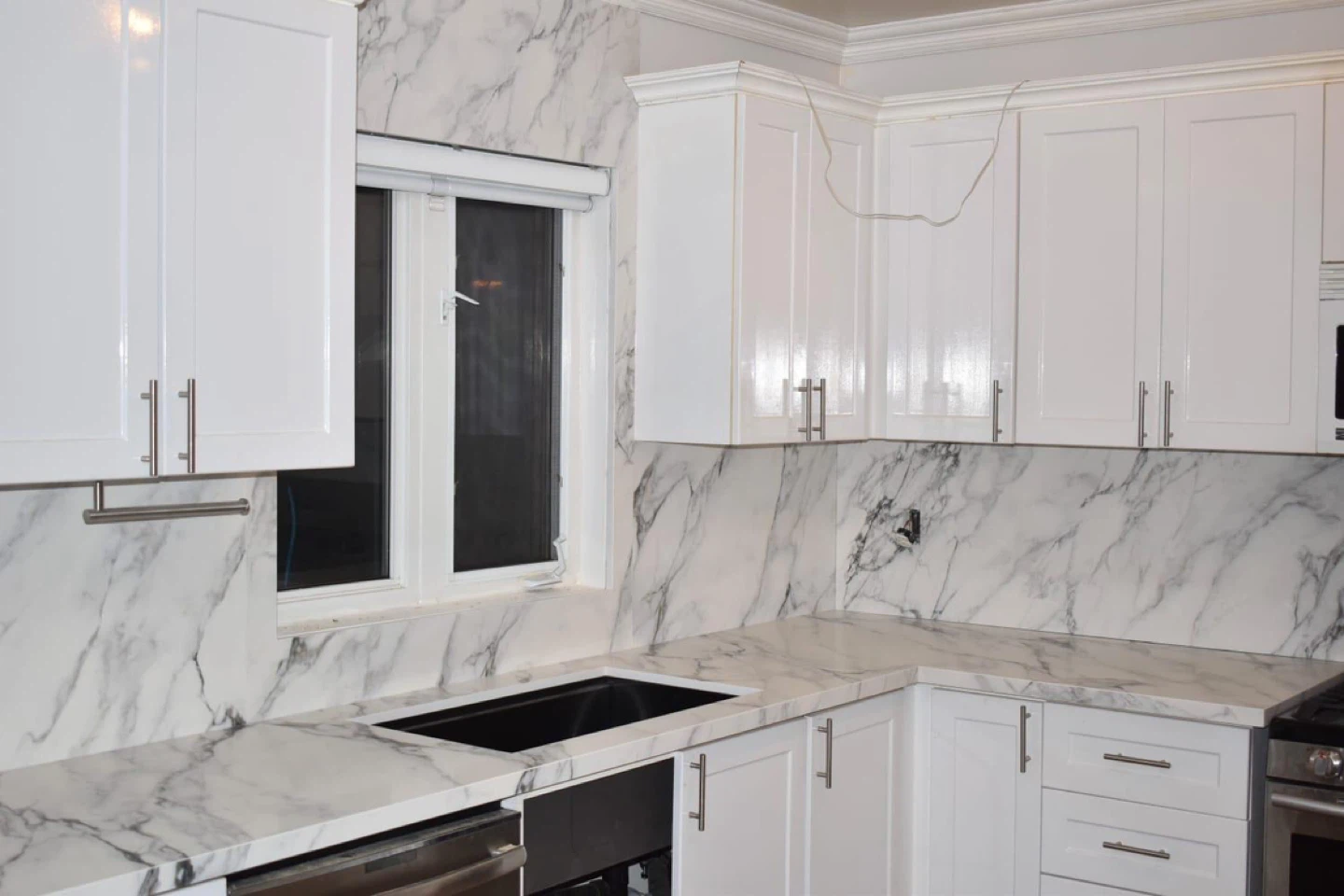 White and Grey Marble Contact Paper for Kitchen and Bathroom